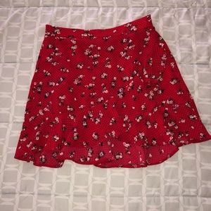 Red floral skirt
